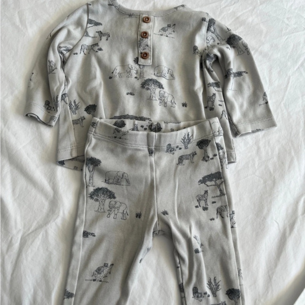 Gray Kids Matching Set with Animal Print